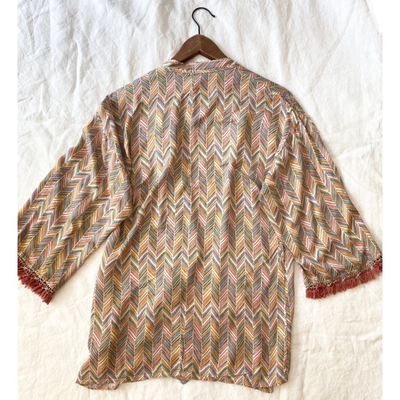 Intimissimi Chevron Fringed Kimono Robe - Picture 3 of 10
